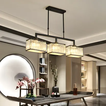  Kitchens Modern Crystal Gold Island Pendant Light Image - 8