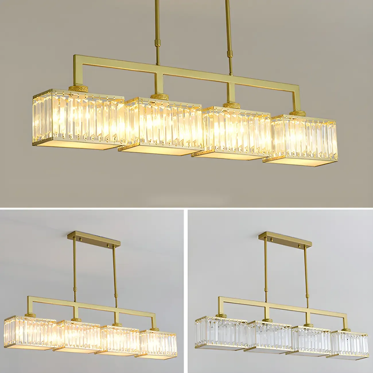  Kitchens Modern Crystal Gold Island Pendant Light Image - 13