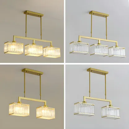  Kitchens Modern Crystal Gold Island Pendant Light Image - 15
