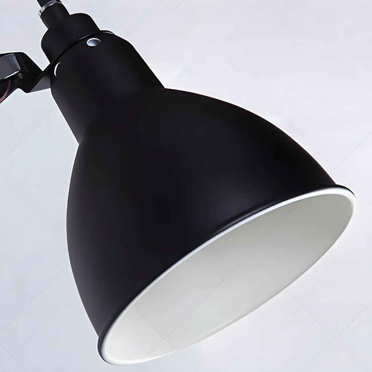 White Inner Shade Black Metal Swing Arm Wall Light Image - 5 | homeyfad