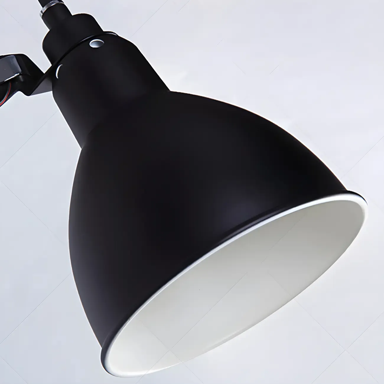 White Inner Shade Black Metal Swing Arm Wall Light Image - 5