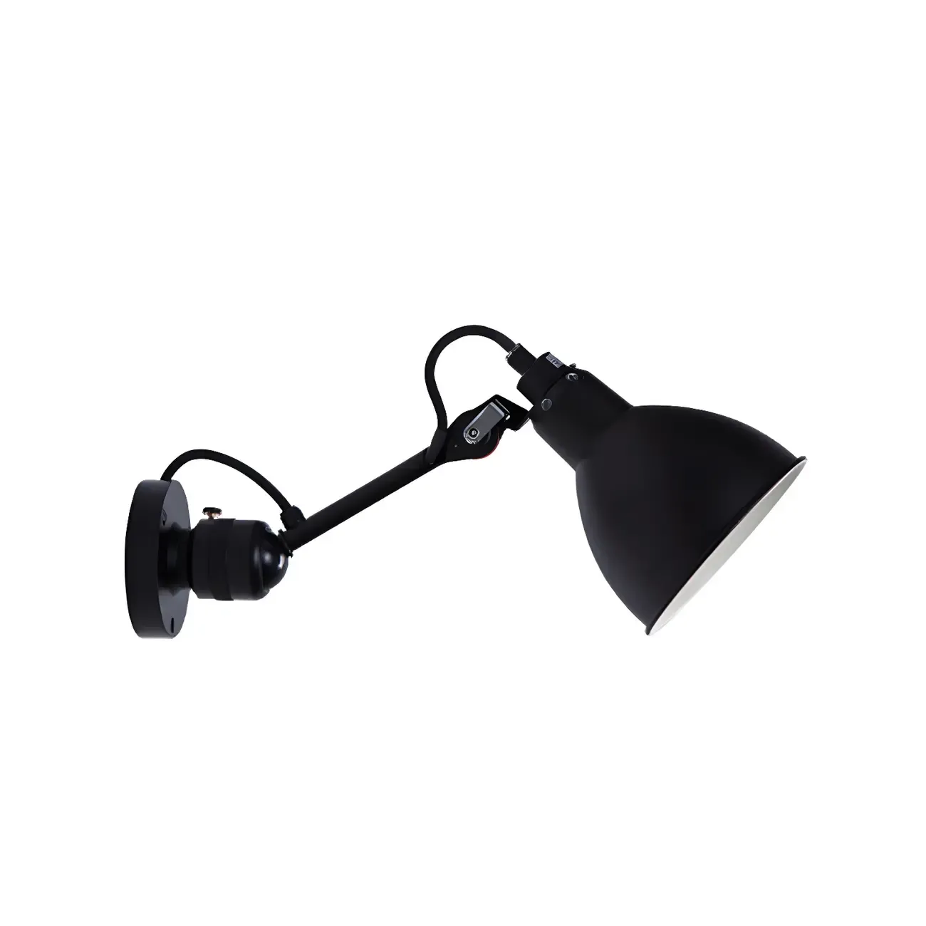 White Inner Shade Black Metal Swing Arm Wall Light Image - 8