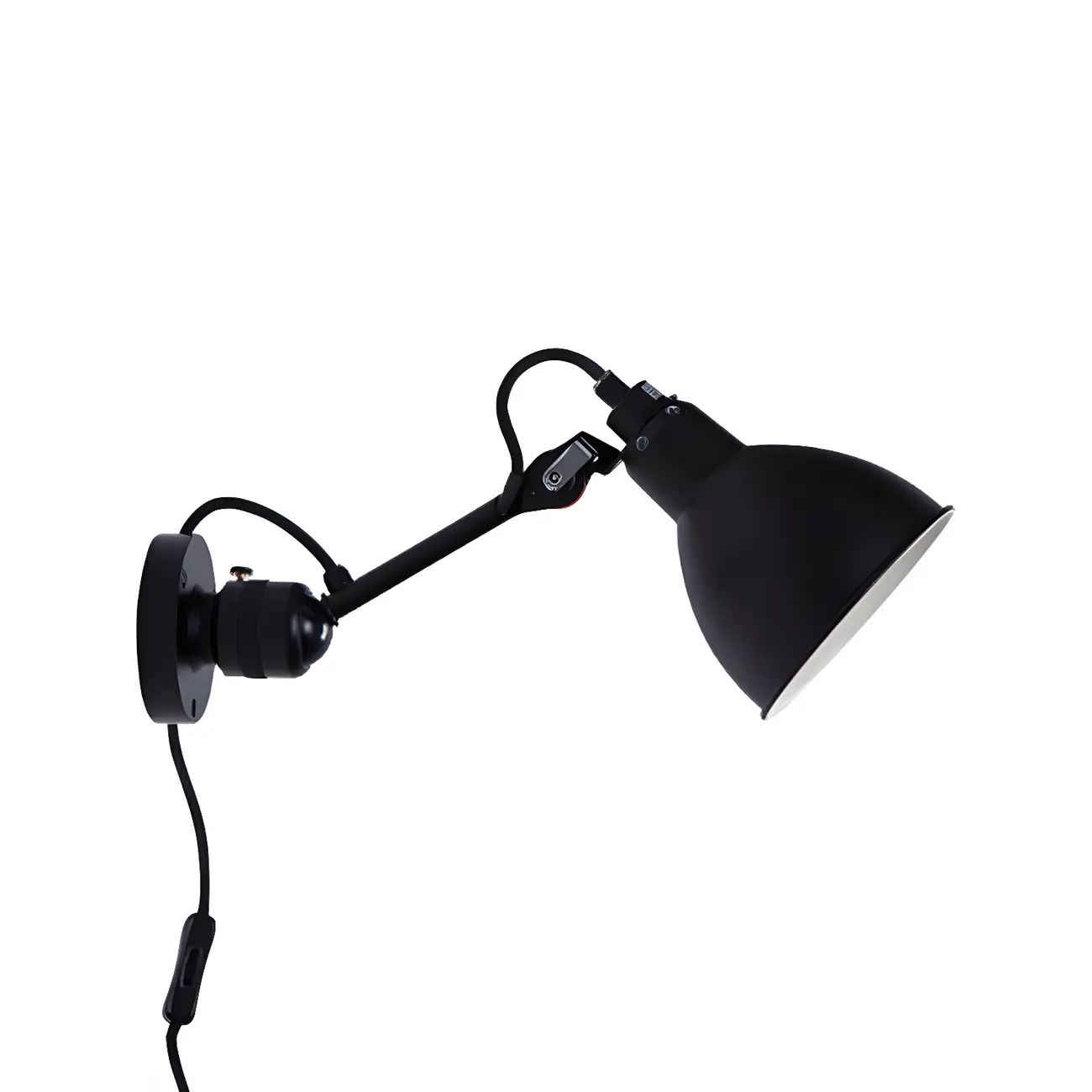 White Inner Shade Black Metal Swing Arm Wall Light Image - 9 | homeyfad