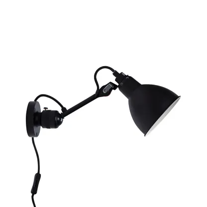 White Inner Shade Black Metal Swing Arm Wall Light Image - 9