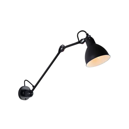 White Inner Shade Black Metal Swing Arm Wall Light Image - 10