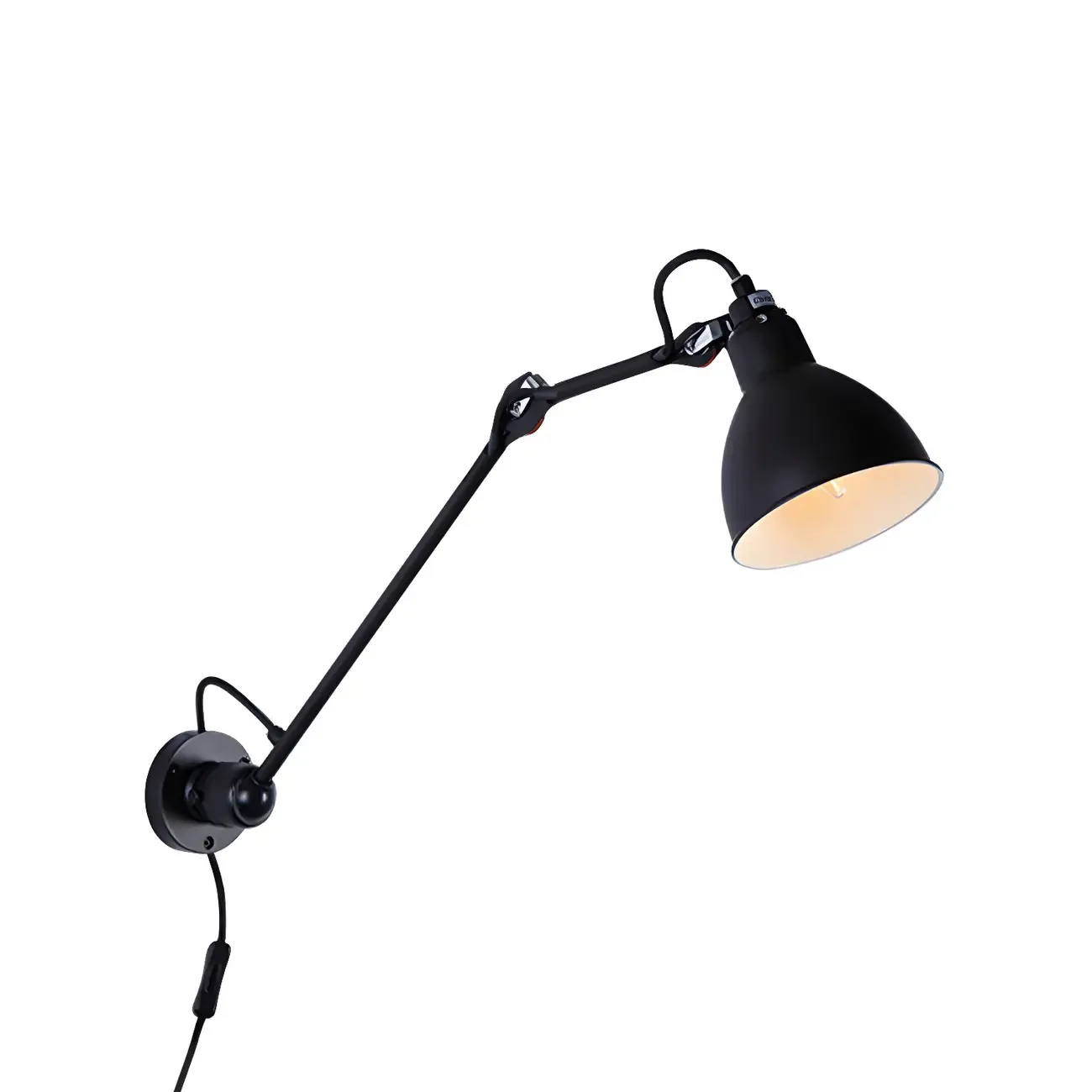 White Inner Shade Black Metal Swing Arm Wall Light Image - 11