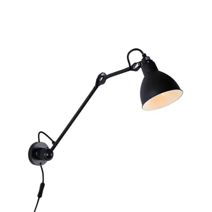 White Inner Shade Black Metal Swing Arm Wall Light Image - 11