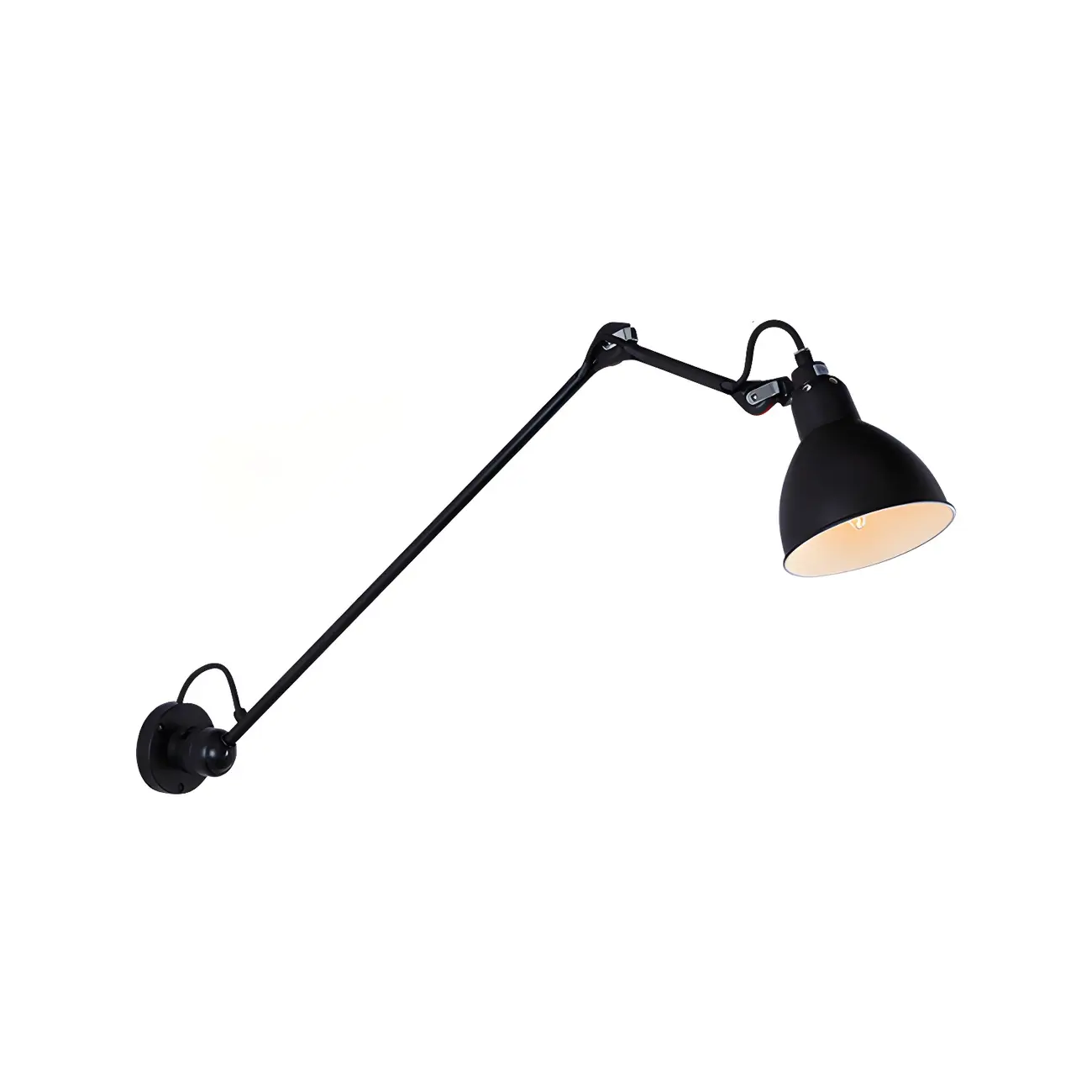 White Inner Shade Black Metal Swing Arm Wall Light Image - 12 | homeyfad