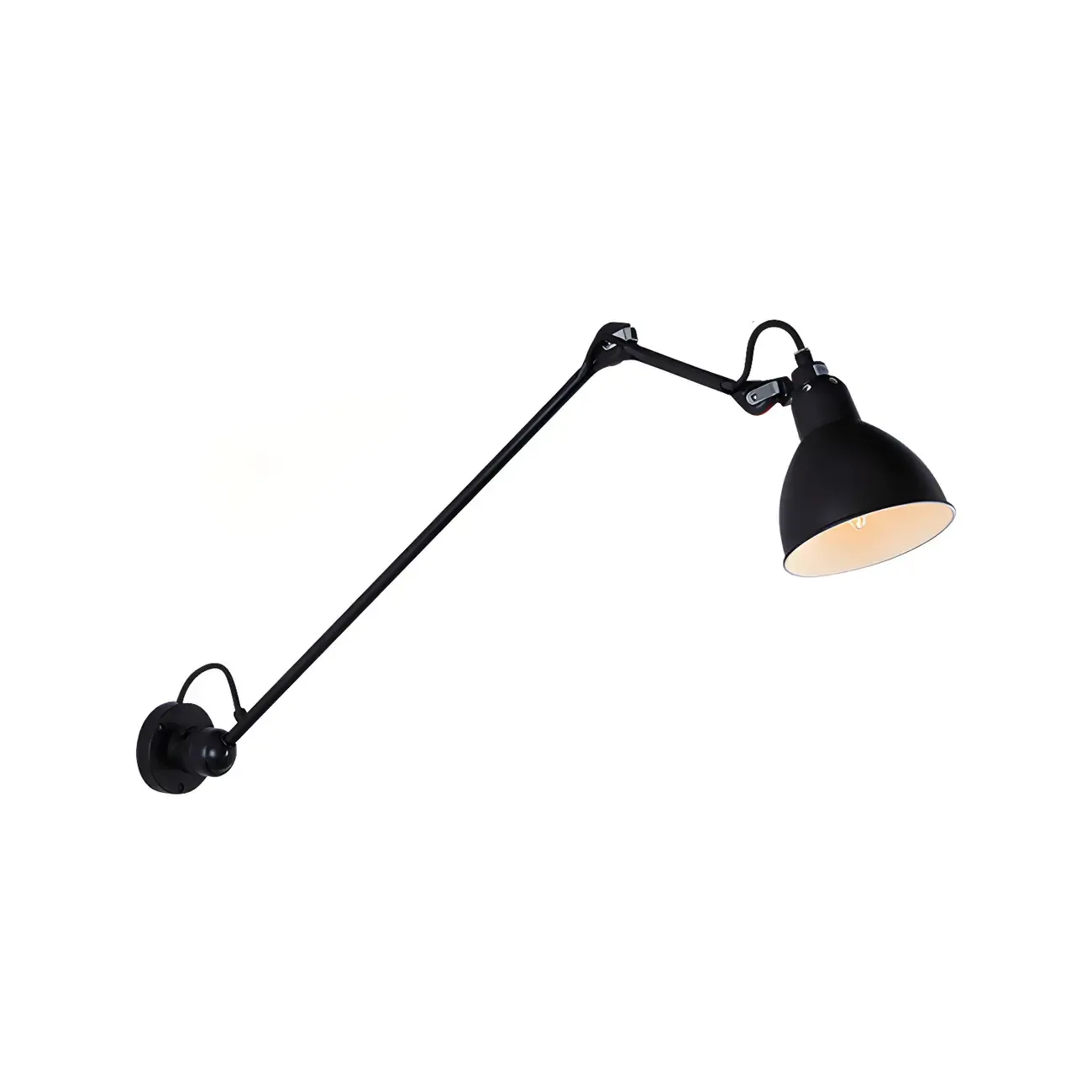 White Inner Shade Black Metal Swing Arm Wall Light Image - 12
