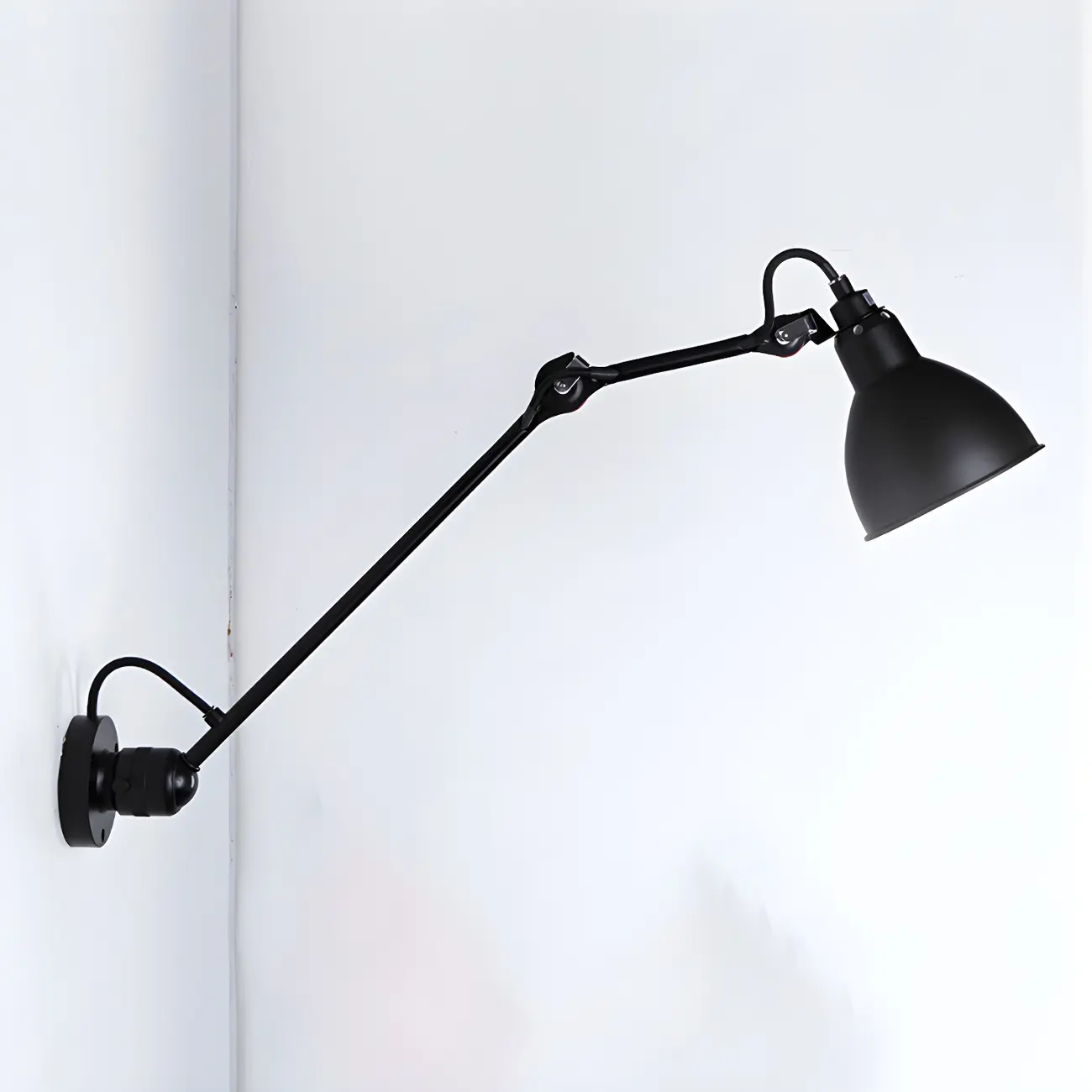White Inner Shade Black Metal Swing Arm Wall Light Image - 4 | homeyfad