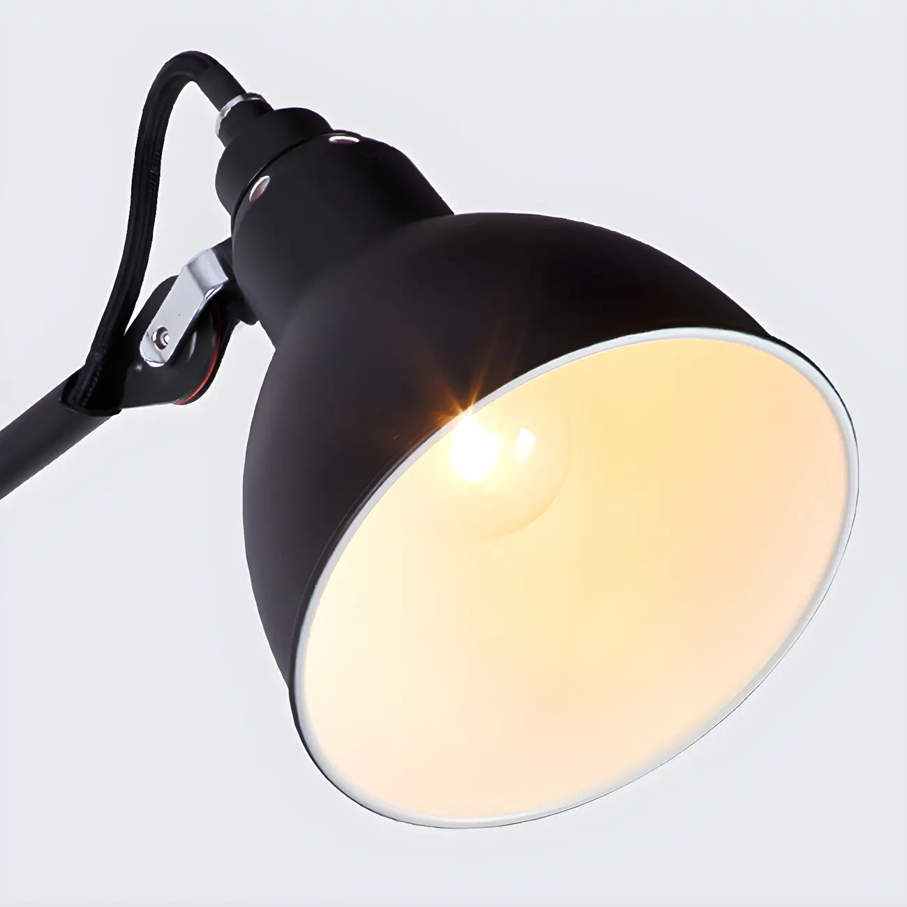 White Inner Shade Black Metal Swing Arm Wall Light Image - 7 | homeyfad