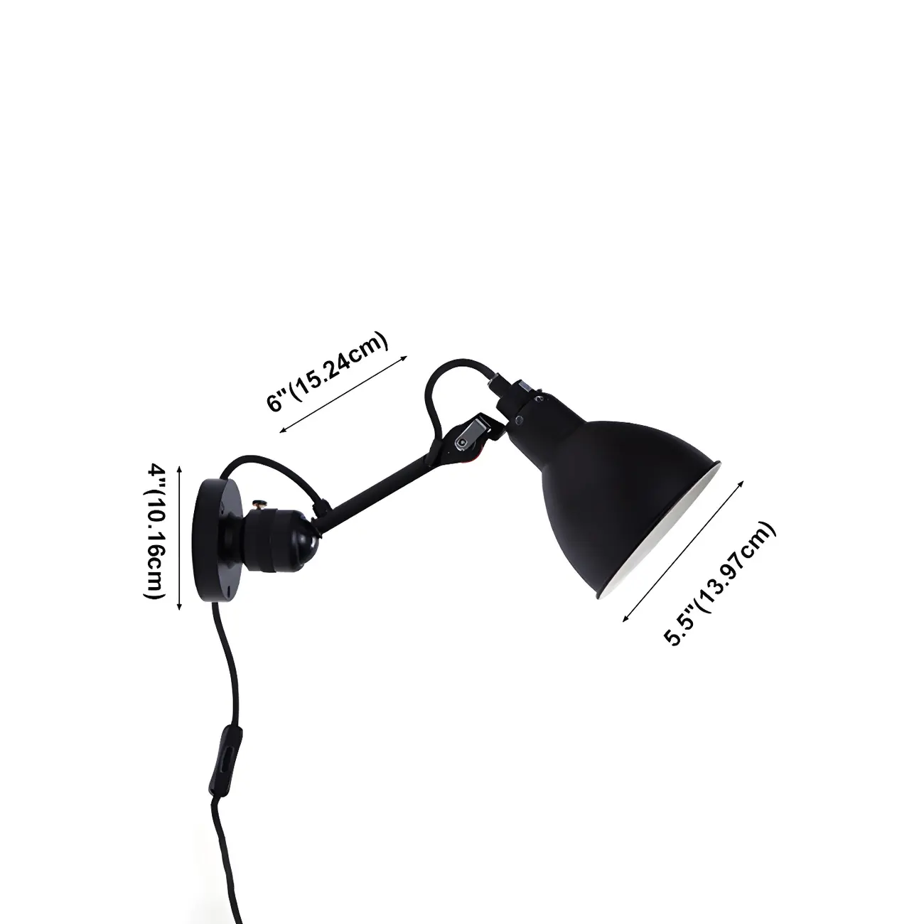 White Inner Shade Black Metal Swing Arm Wall Light #size | homeyfad