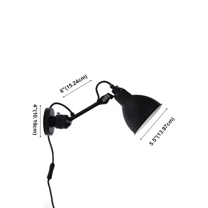 White Inner Shade Black Metal Swing Arm Wall Light #size