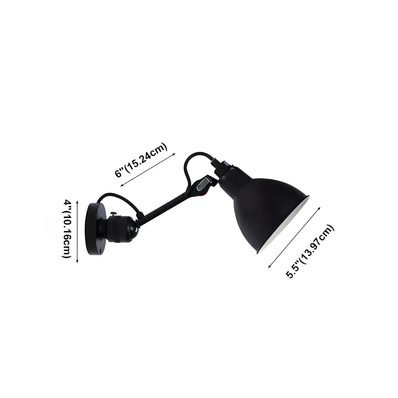 White Inner Shade Black Metal Swing Arm Wall Light Image - 15