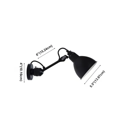 White Inner Shade Black Metal Swing Arm Wall Light Image - 15
