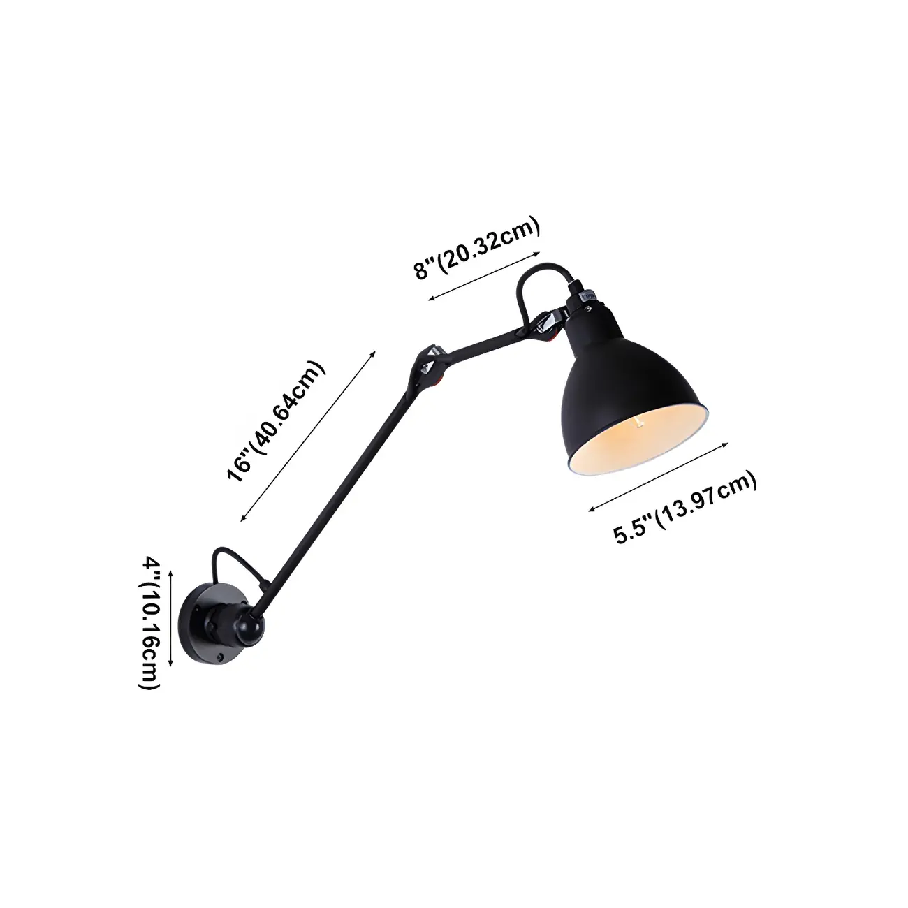 White Inner Shade Black Metal Swing Arm Wall Light Image - 17 | homeyfad