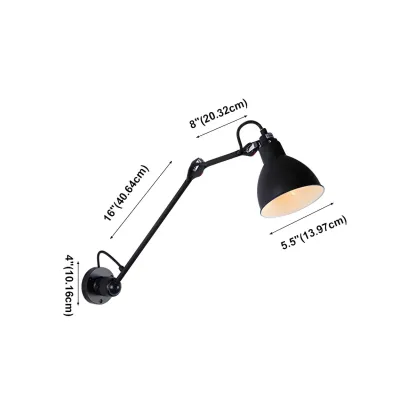 White Inner Shade Black Metal Swing Arm Wall Light Image - 17