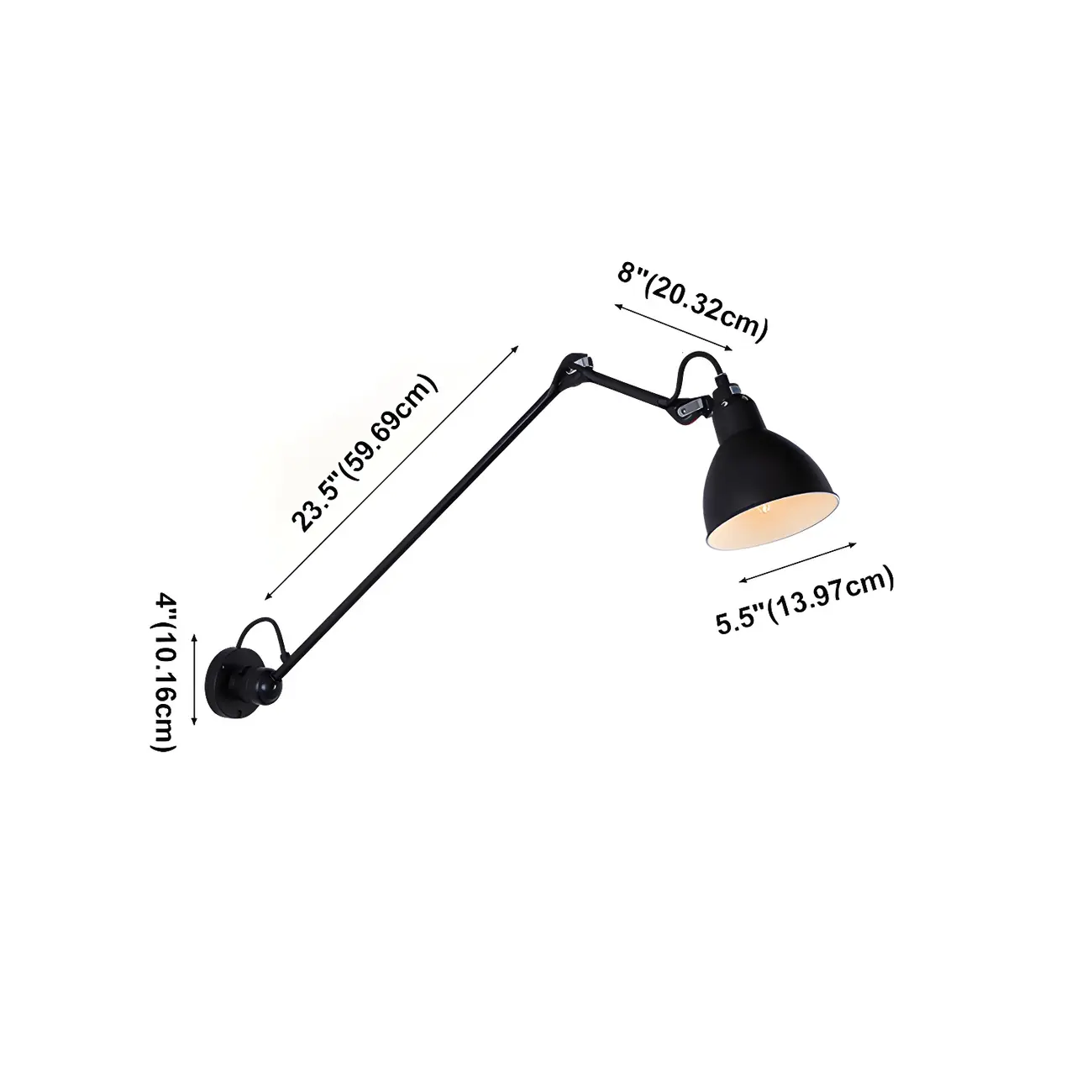 White Inner Shade Black Metal Swing Arm Wall Light Image - 19 | homeyfad