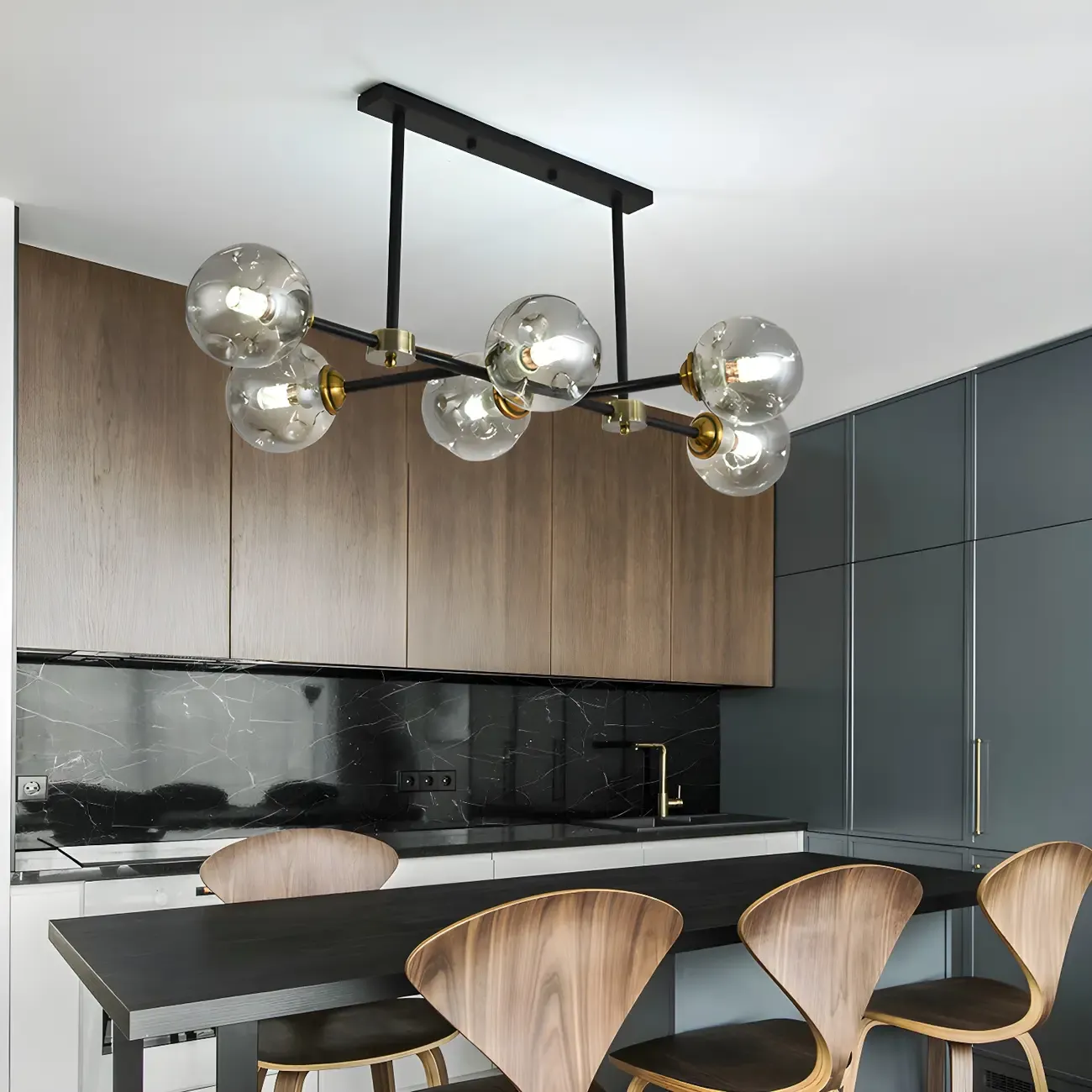 Sputnik Glass Globe Pendant Light for Kitchen Image - 4