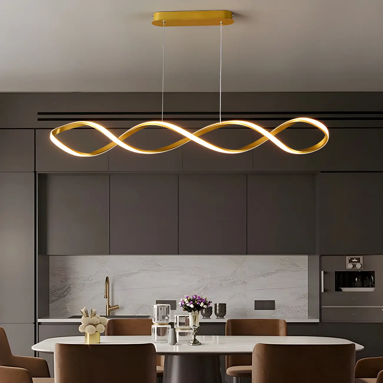 Abstract Modern LED Sculptural Island Light Image - 4 | homeyfad
