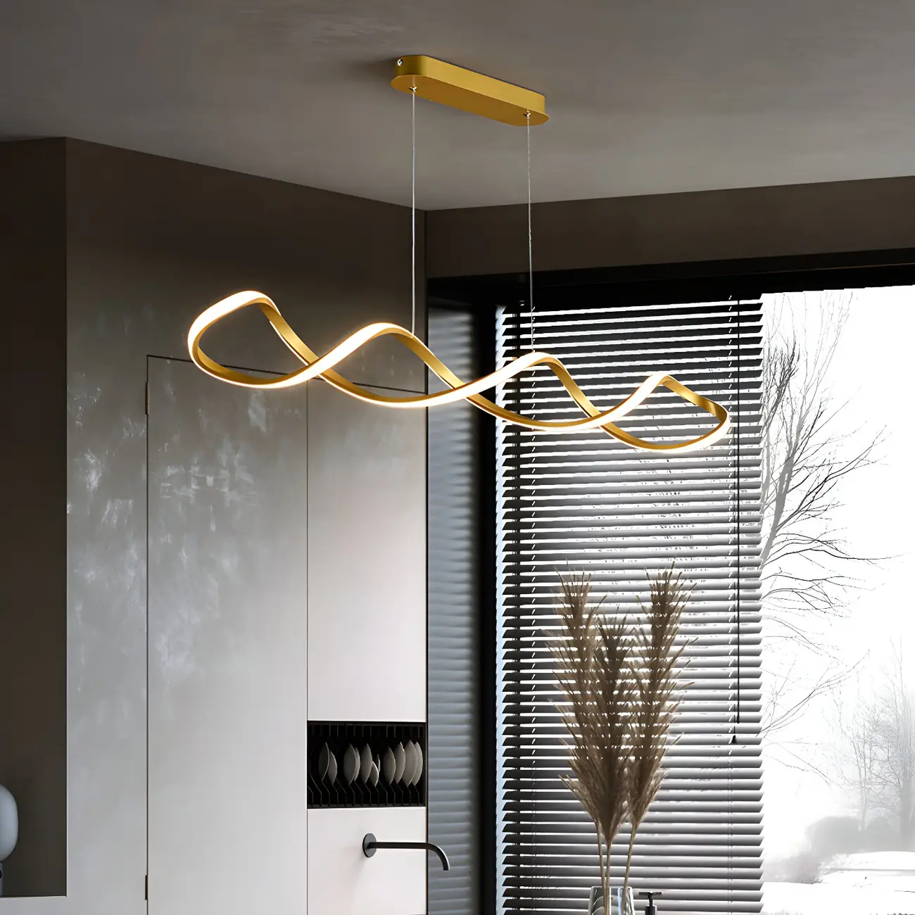 Abstract Modern LED Sculptural Island Light Image - 11 | homeyfad