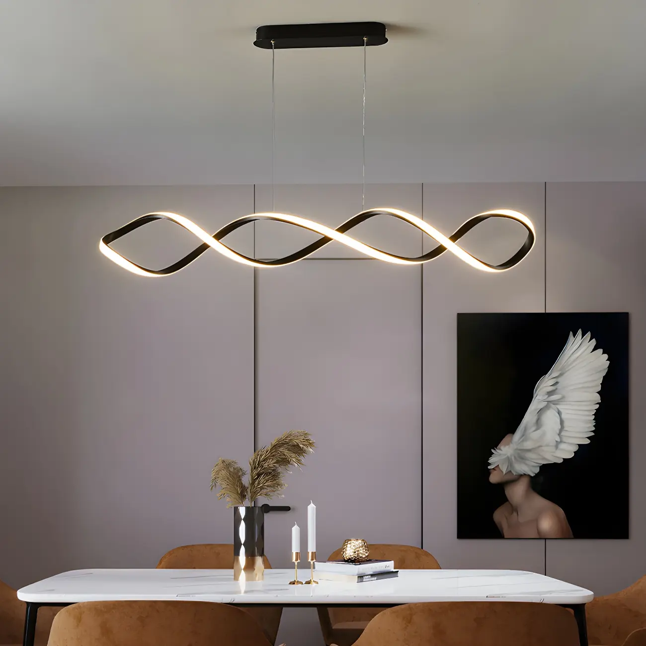 Abstract Modern LED Sculptural Island Light Image - 12 | homeyfad