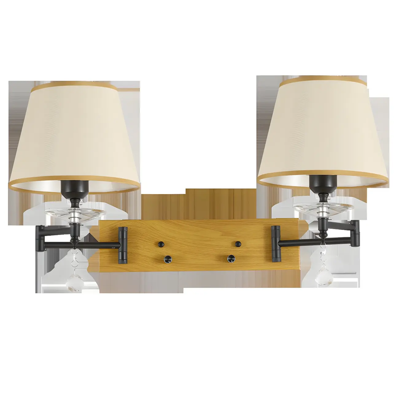 2-Light Silver Swing Arm Fabric Shade Wall Light Image - 8 | homeyfad