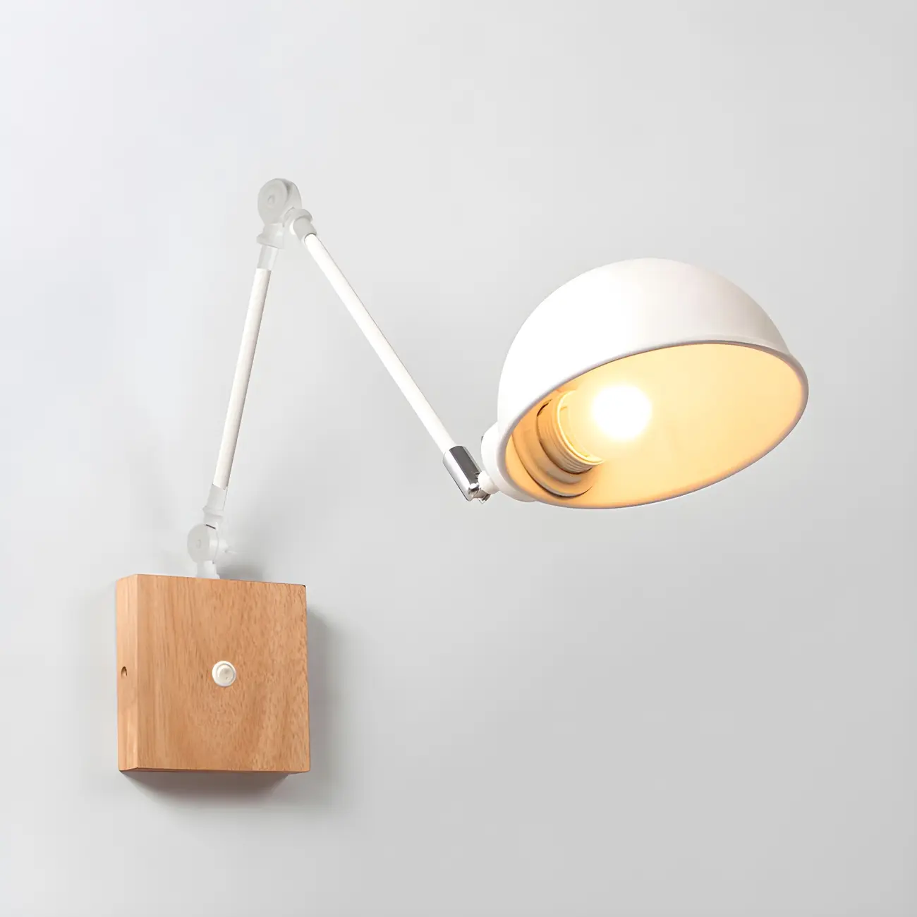 Modern Wood Metal Swing Arm Wall Light Image - 10 | homeyfad