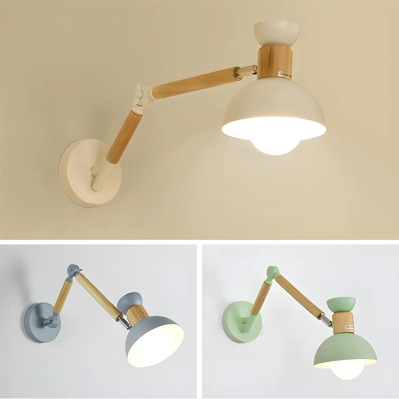 Modern Wood Metal Swing Arm Wall Light Image - 11 | homeyfad