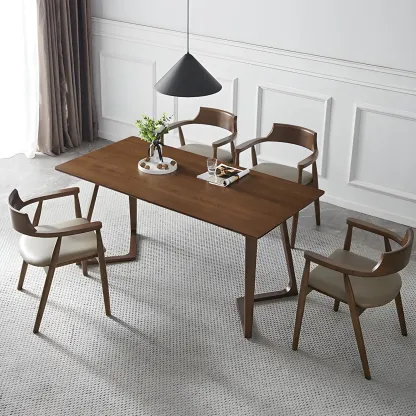 Traditional Style Solid Wooden Dining Chair with Armrest Image - 2