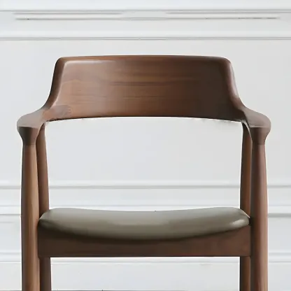 Traditional Style Solid Wooden Dining Chair with Armrest Image - 6