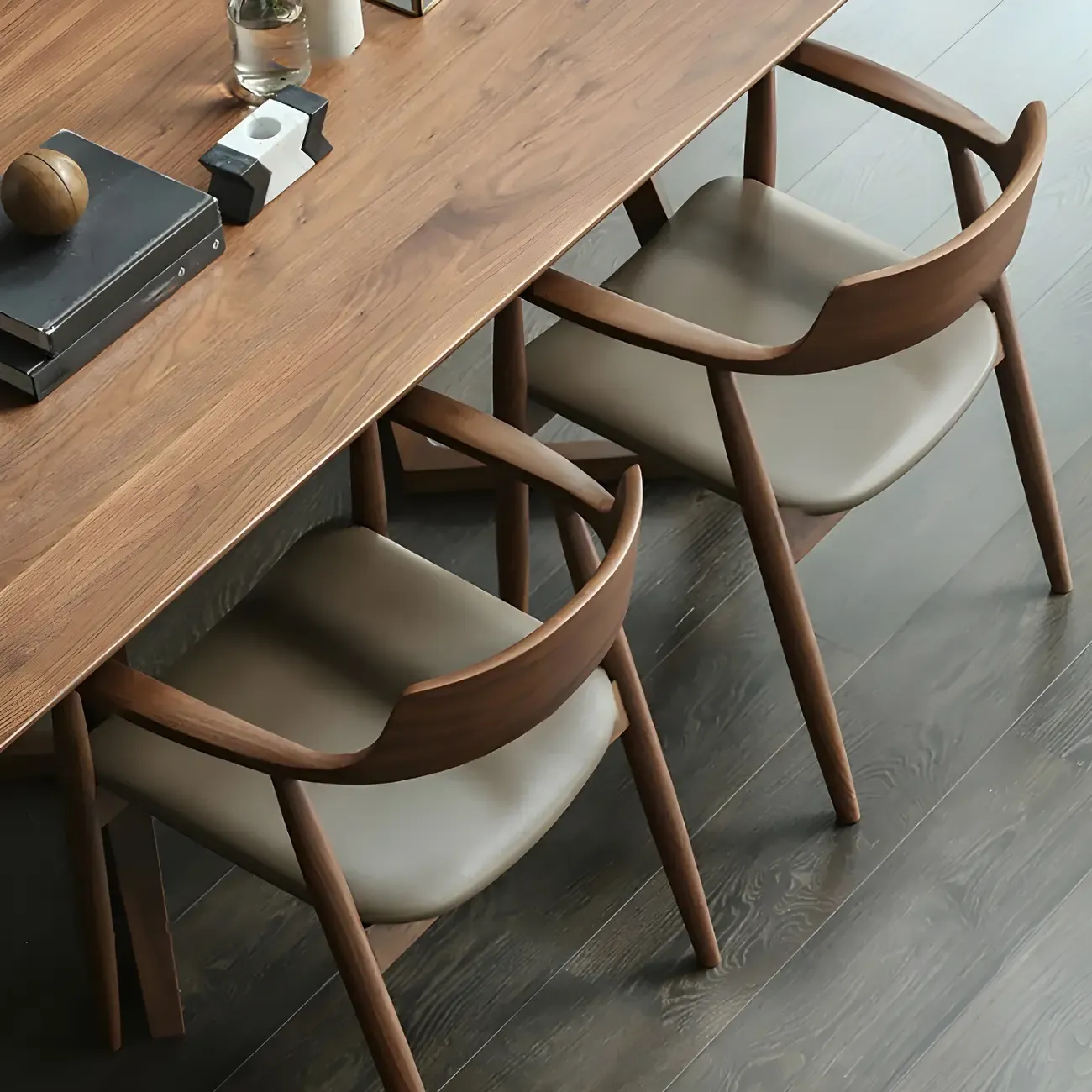 Traditional Style Solid Wooden Dining Chair with Armrest Image - 3