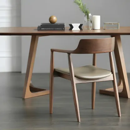 Traditional Style Solid Wooden Dining Chair with Armrest Image - 4