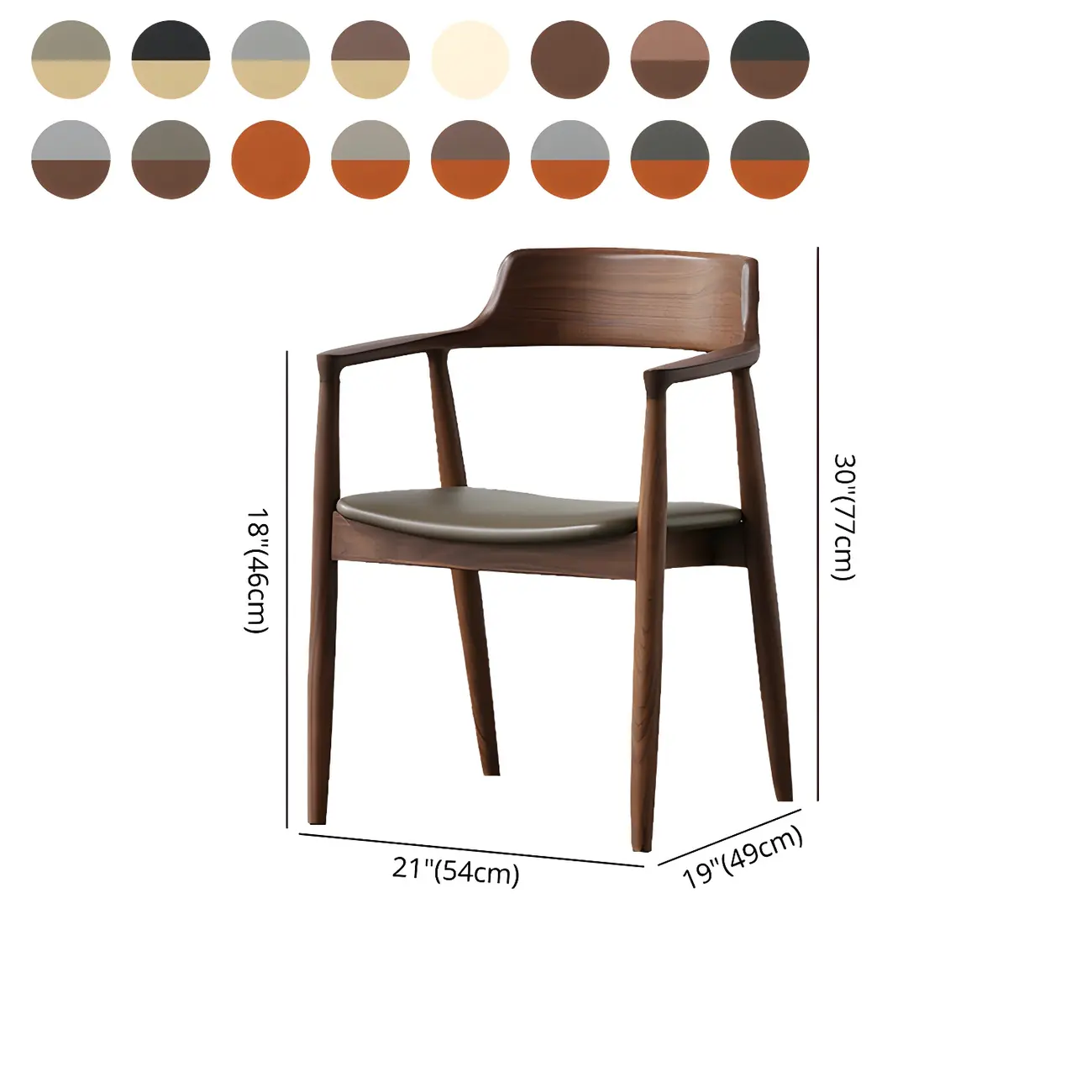 Traditional Style Solid Wooden Dining Chair with Armrest #size | homeyfad
