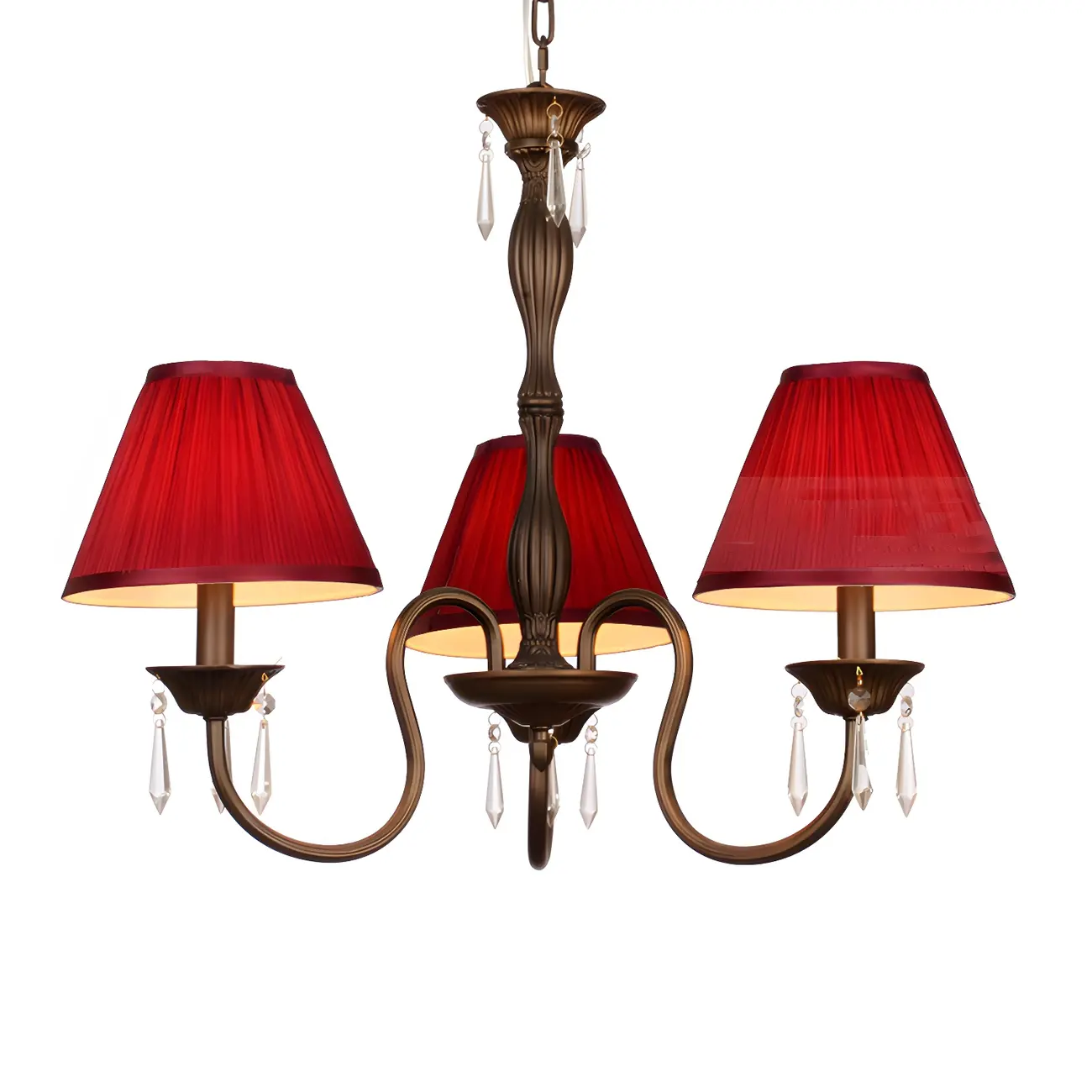 Bronze Crystal Linear Chandelier with Fabric Shades Image - 14 | homeyfad