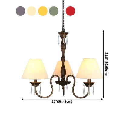 Bronze Crystal Linear Chandelier with Fabric Shades #size
