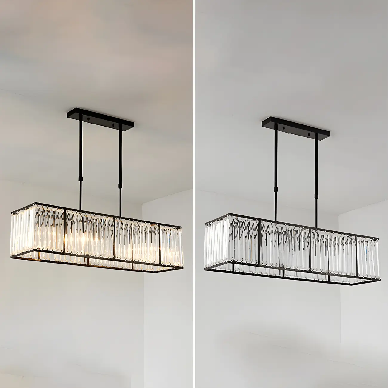 Luxury Crystal Gold Rectangle Island Pendant Light Image - 7 | homeyfad