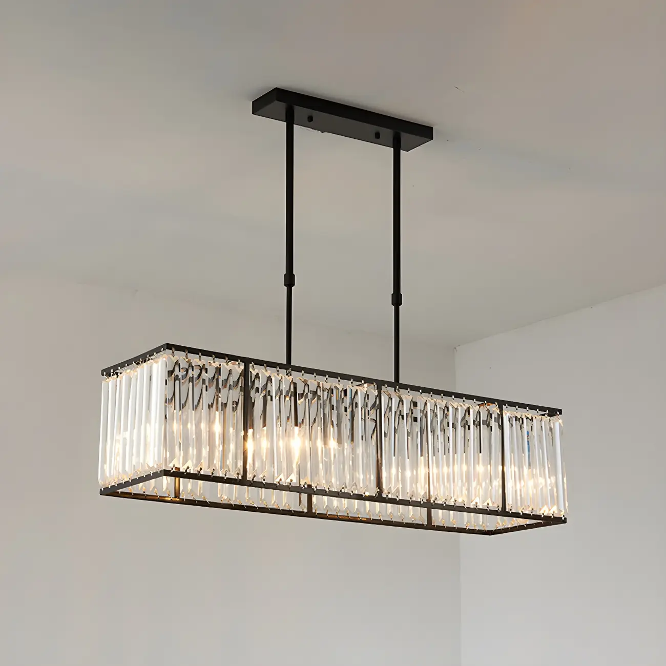 Luxury Crystal Gold Rectangle Island Pendant Light Image - 10 | homeyfad