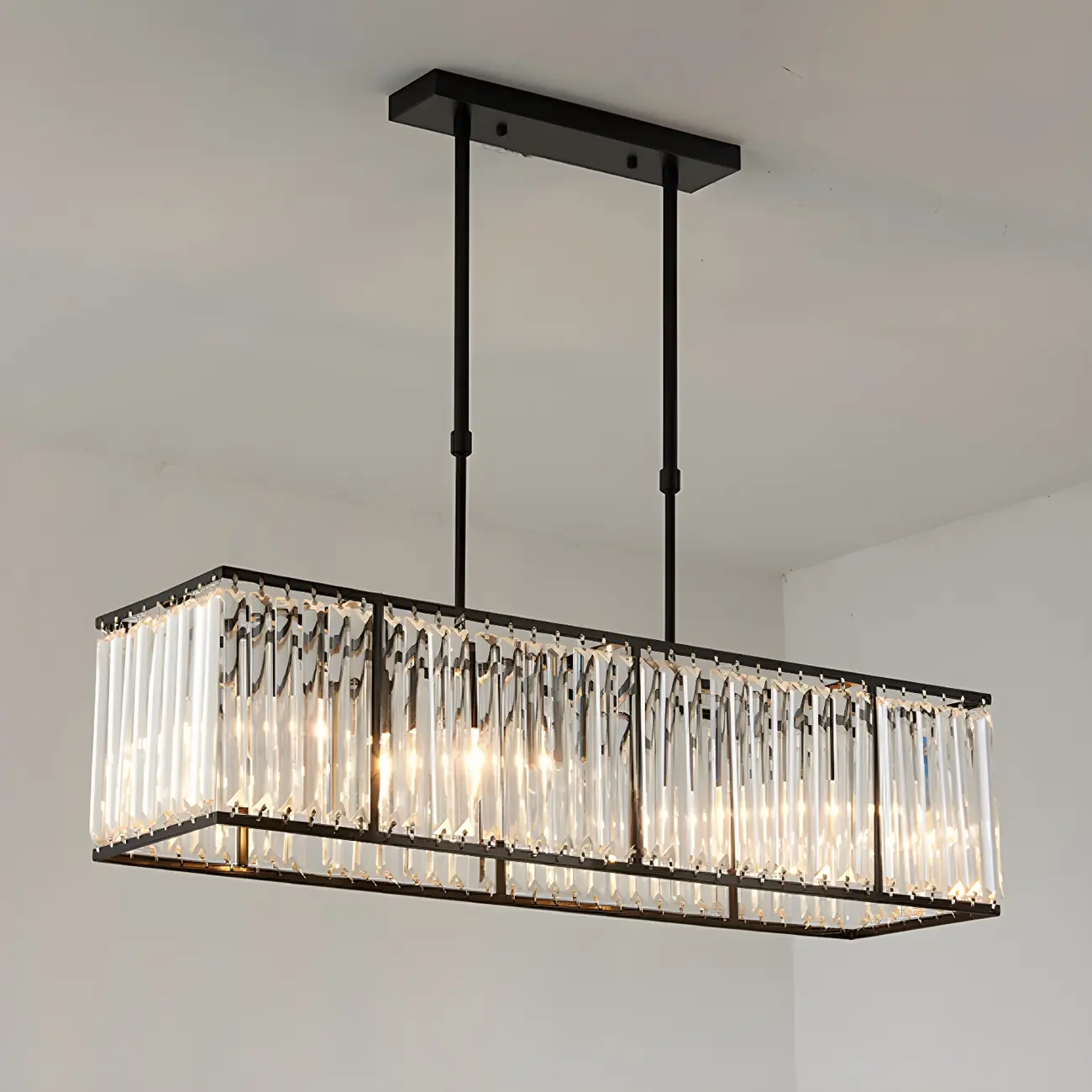 Luxury Crystal Gold Rectangle Island Pendant Light Image - 11 | homeyfad