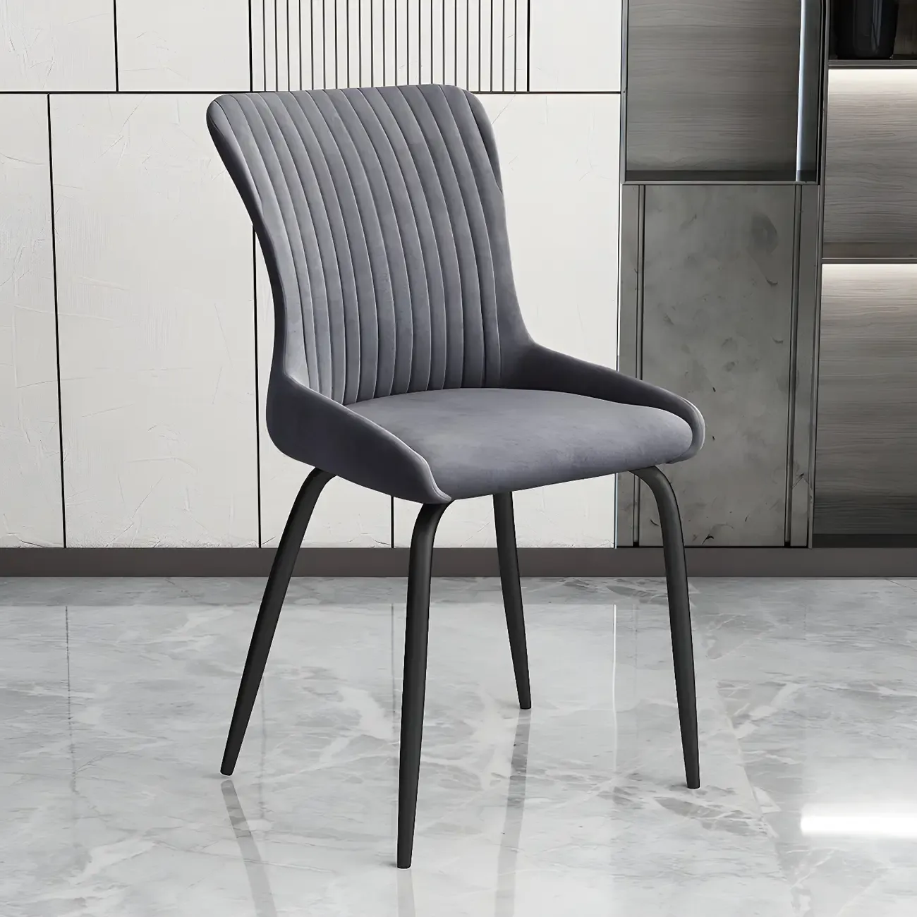 Industrial Dark Gray Armless Kitchen Dining Chairs Image - 1