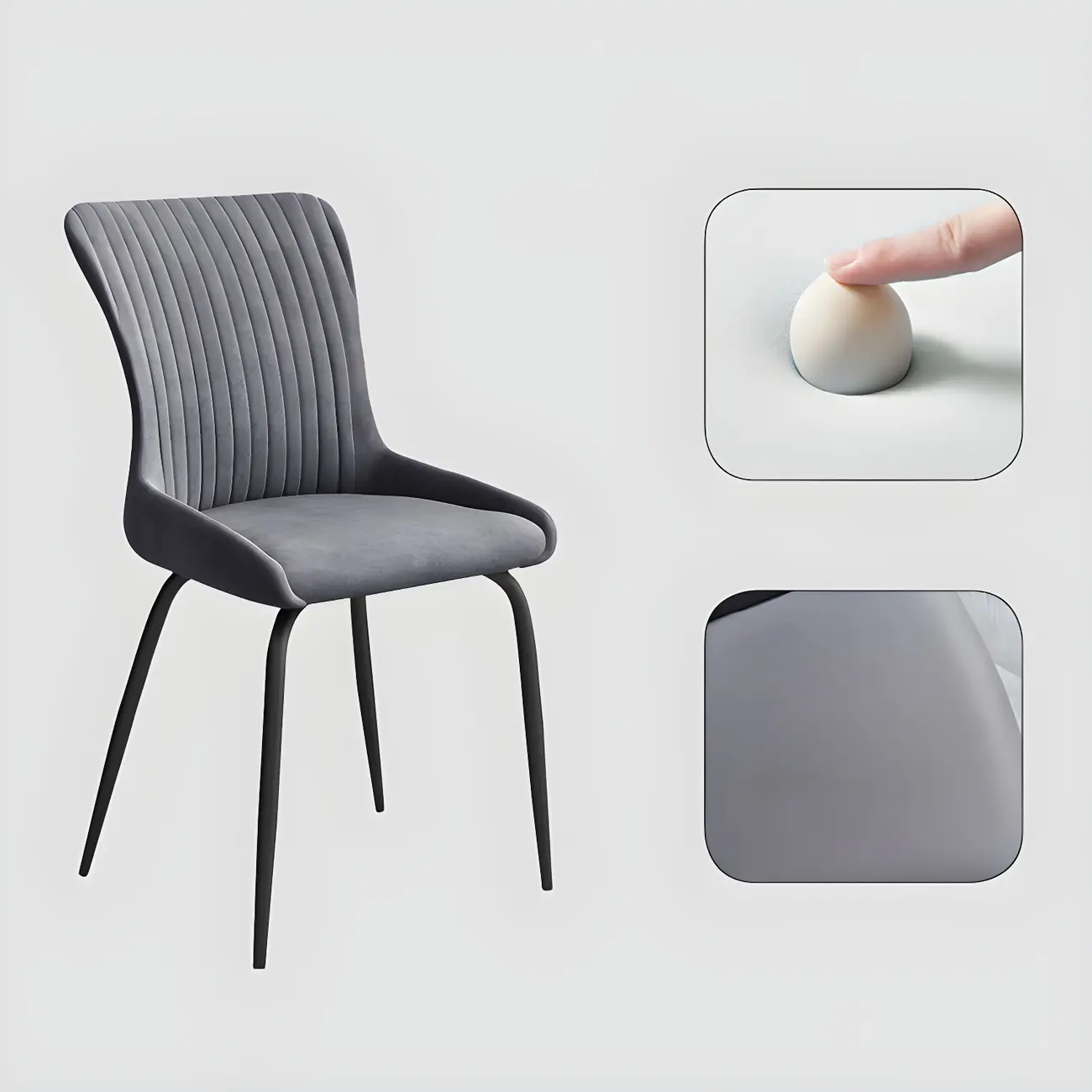 Industrial Dark Gray Armless Kitchen Dining Chairs Image - 7 | homeyfad