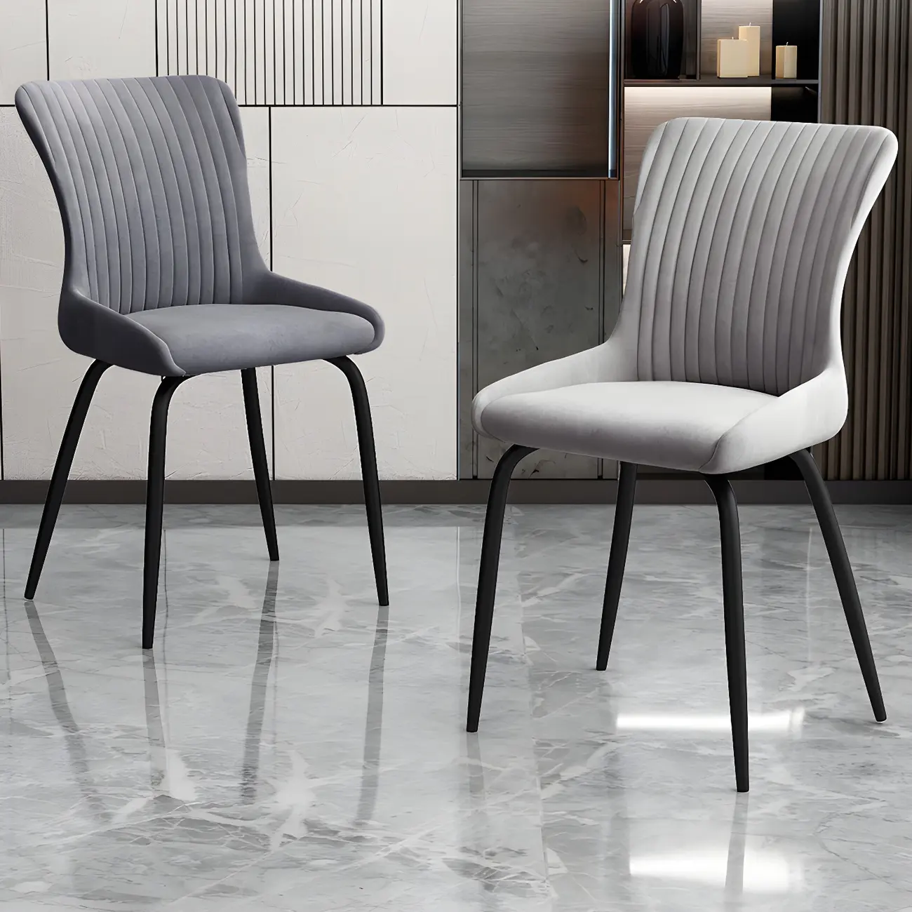 Industrial Dark Gray Armless Kitchen Dining Chairs Image - 18 | homeyfad