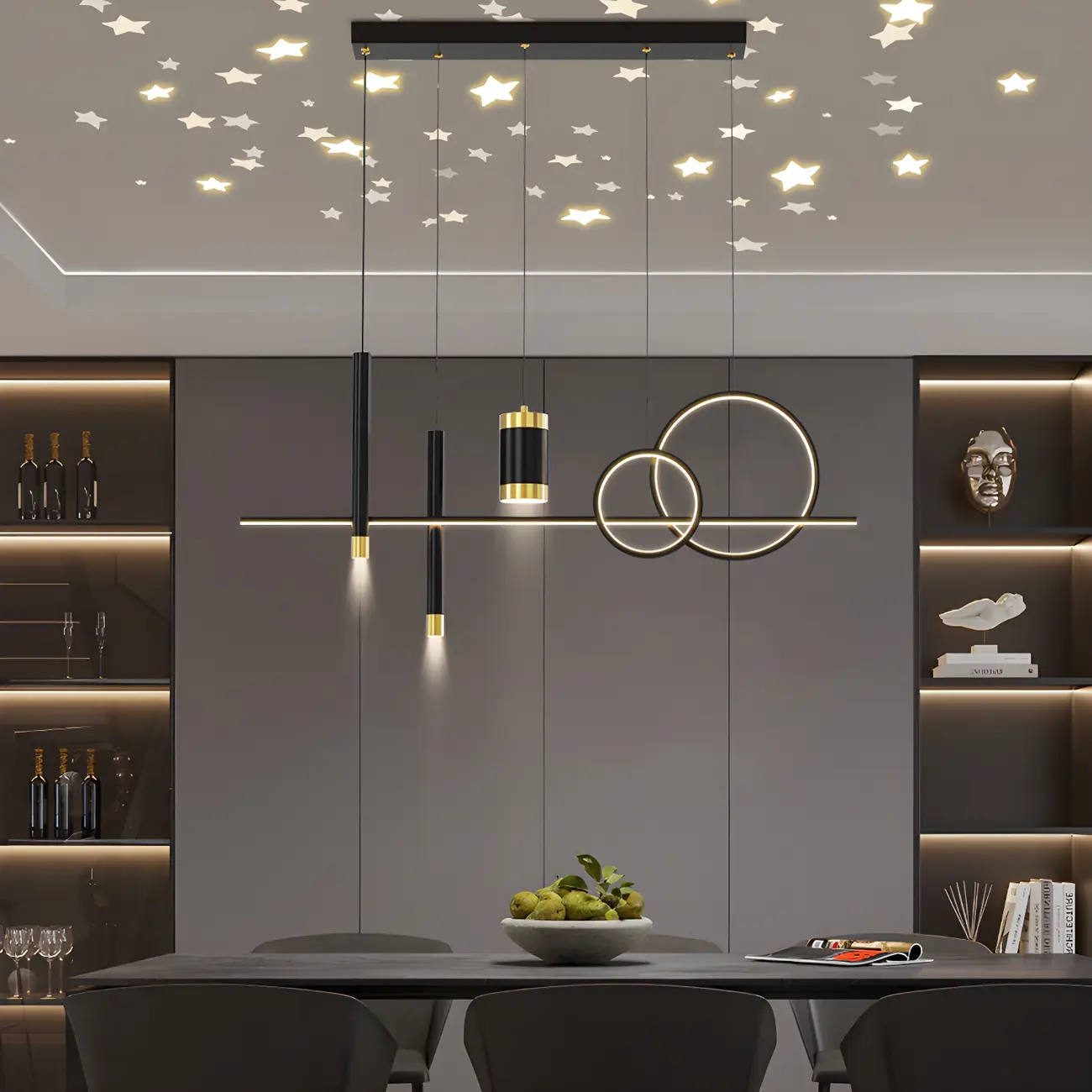 Trendy Modern Metal Cylinder Multi-Light Pendant Image - 14 | homeyfad