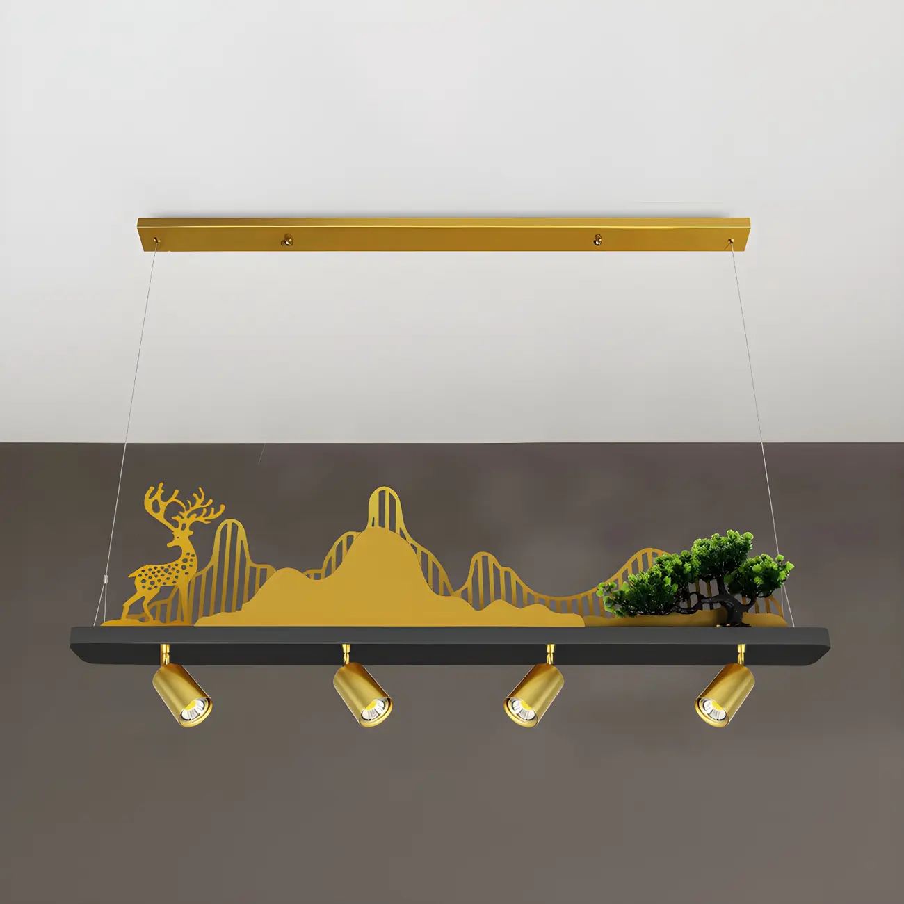 3/4-Light Modern Gold Metal Abstract Island Light Image - 5 | homeyfad