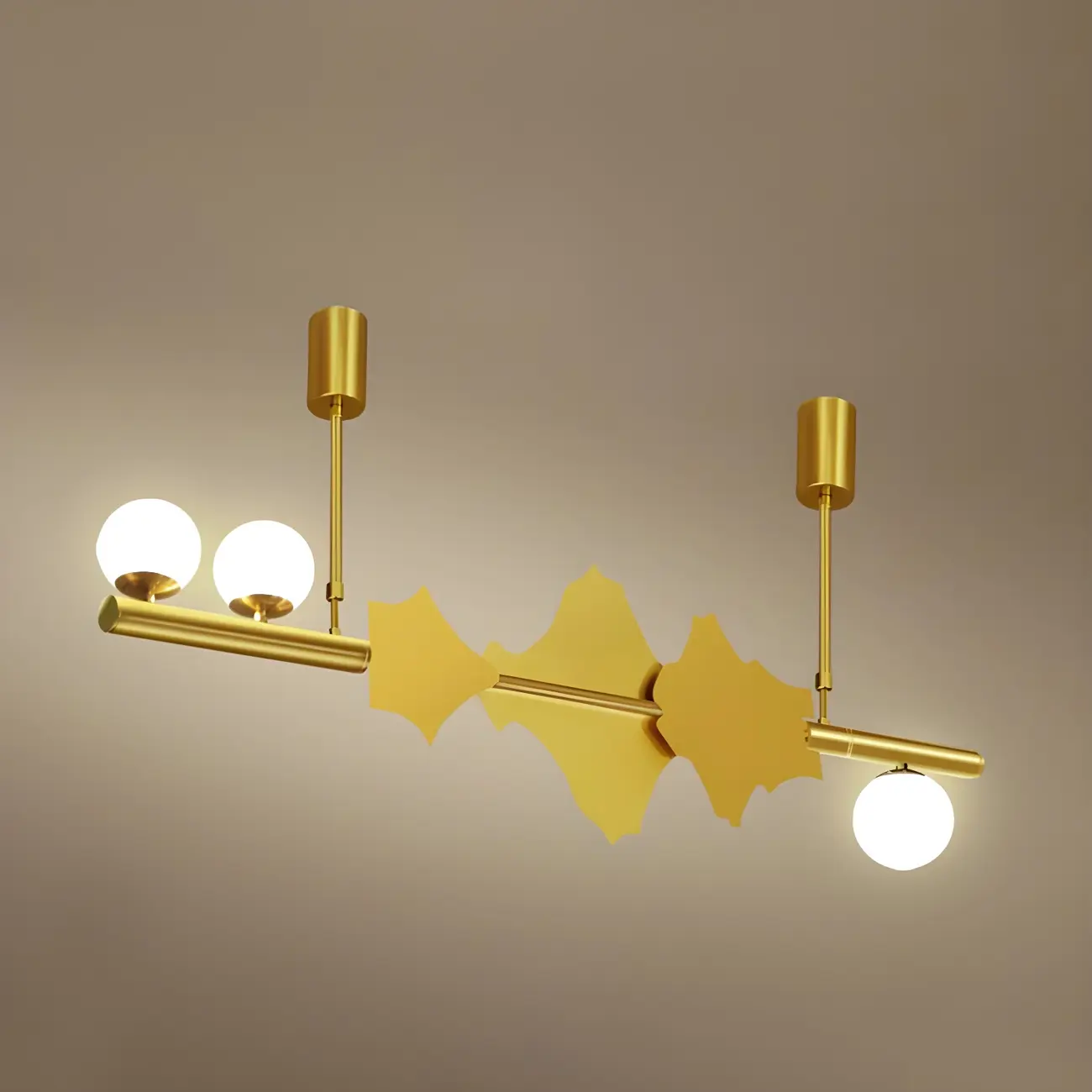 3/4-Light Modern Gold Metal Abstract Island Light Image - 13 | homeyfad