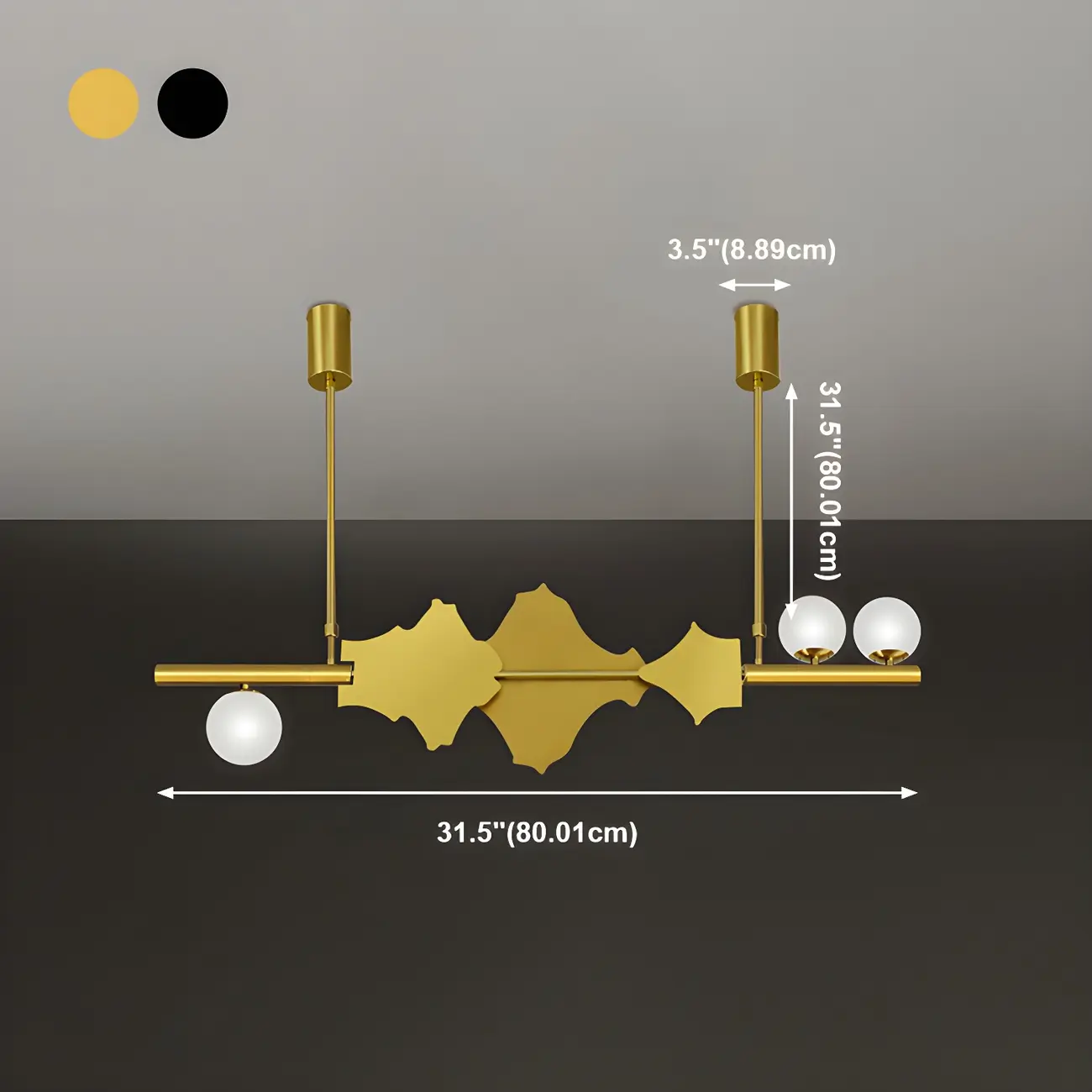 3/4-Light Modern Gold Metal Abstract Island Light #size | homeyfad