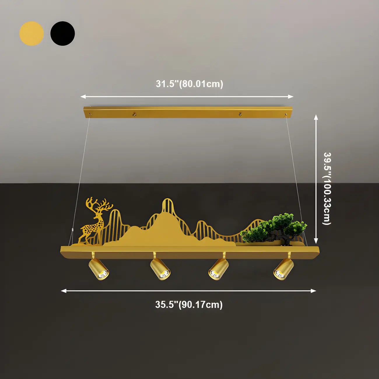 3/4-Light Modern Gold Metal Abstract Island Light Image - 21 | homeyfad