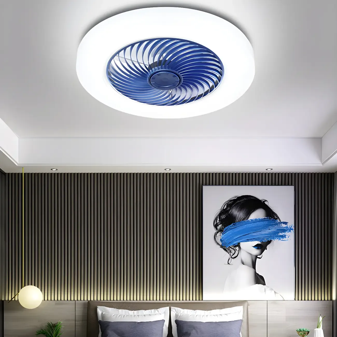 Modern Flush Mount Ceiling Fan with Light 3-Speed for Living Room