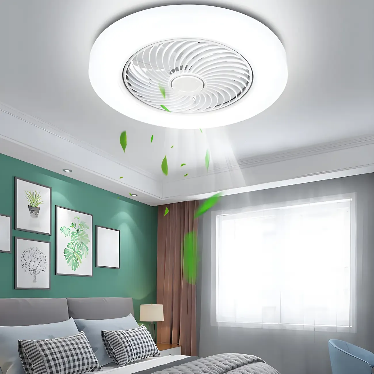 Modern Flush Mount Ceiling Fan with Light 3-Speed for Living Room
