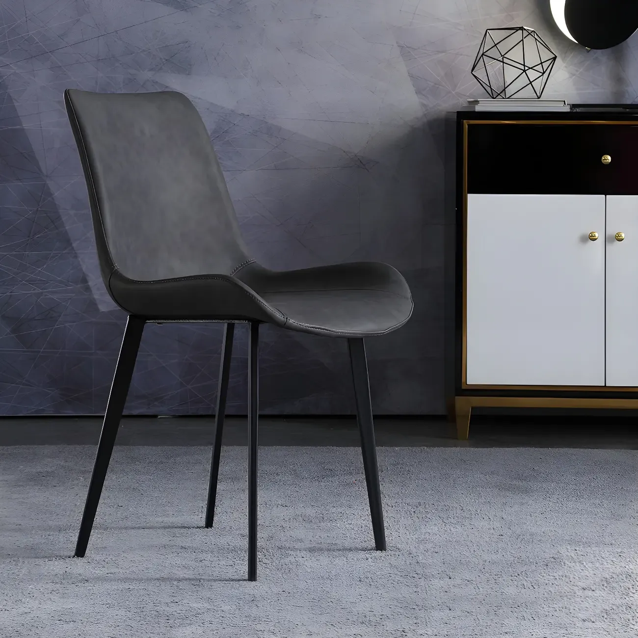 Industrial Upholstered Arm Chair with Metal Frame Image - 5